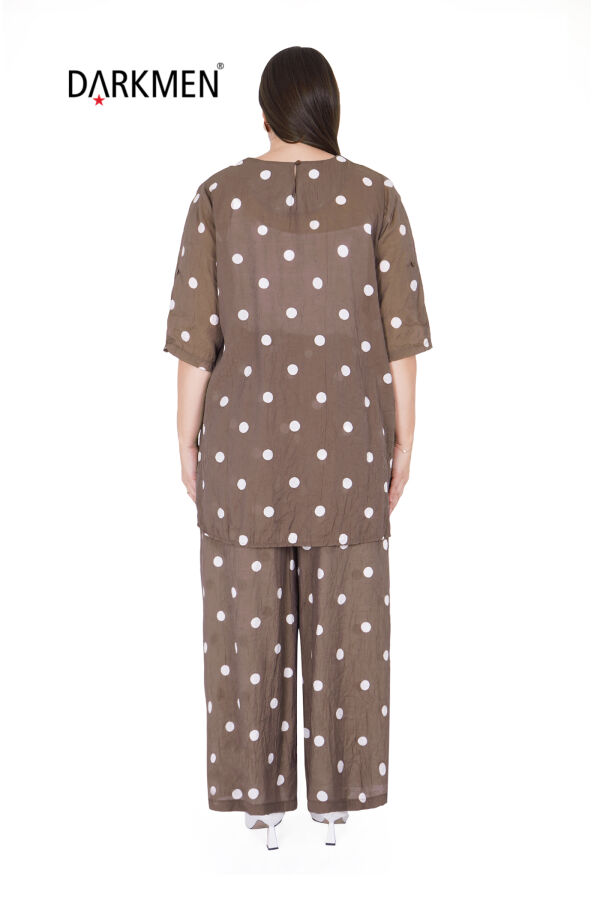 B3496 DARKWIN BLUZ-PANTOLON KAHVE-BEYAZ - 3