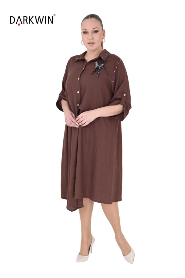 B3539 DARKWIN ELBİSE KAHVE - 4