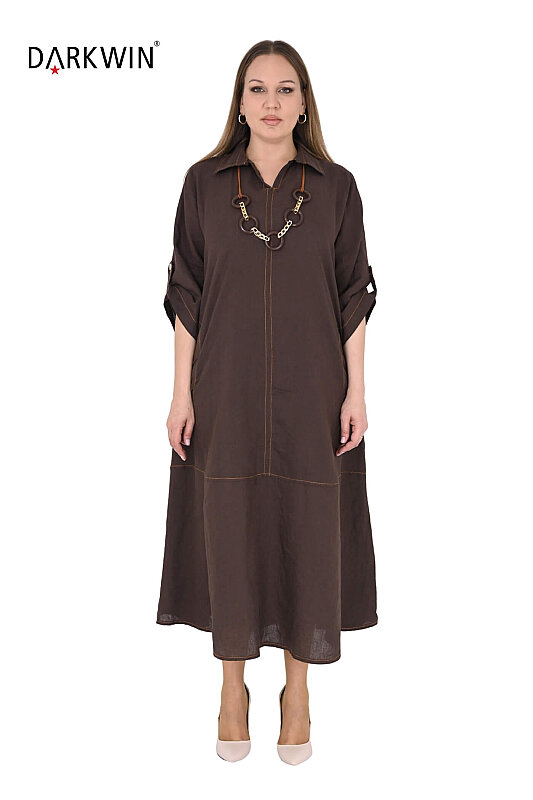 B3545 DARKWIN ELBİSE KAHVE - DARKWIN