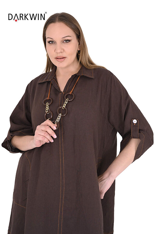 B3545 DARKWIN ELBİSE KAHVE - 4