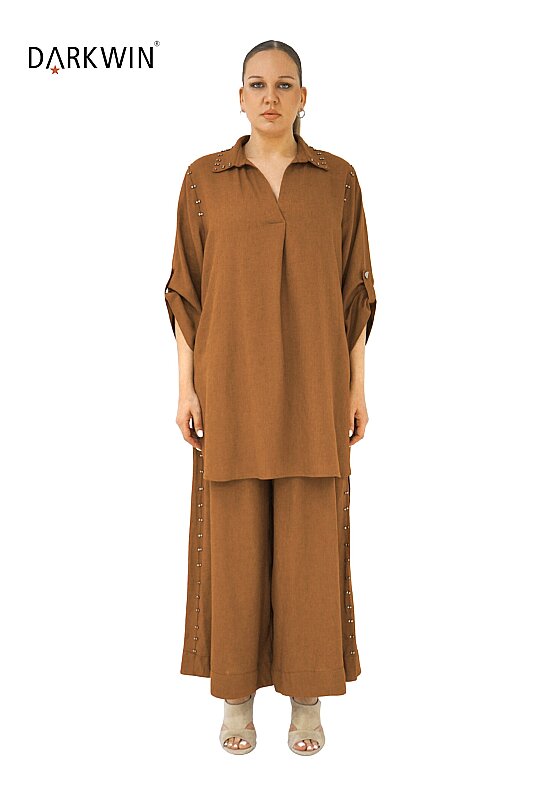 B3580 DARKWIN BLUZ-PANTOLON ACIK KAHVE - 1
