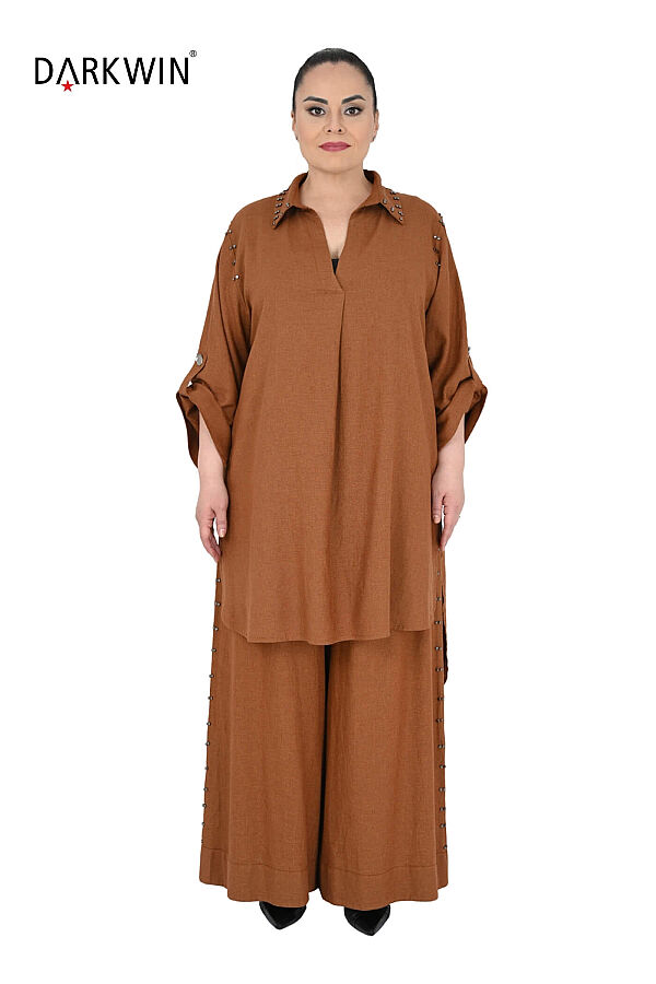 B3580 DARKWIN BLUZ-PANTOLON ACIK KAHVE - 1