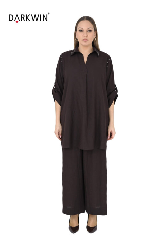 B3580 DARKWIN BLUZ-PANTOLON K.KAHVE - DARKWIN