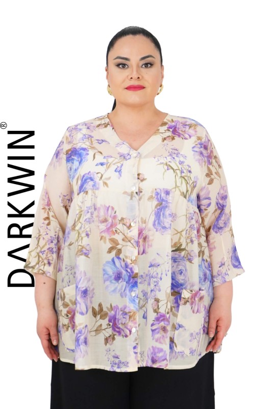 B3676 DARKWIN GÖMLEK MOR - Thumbnail