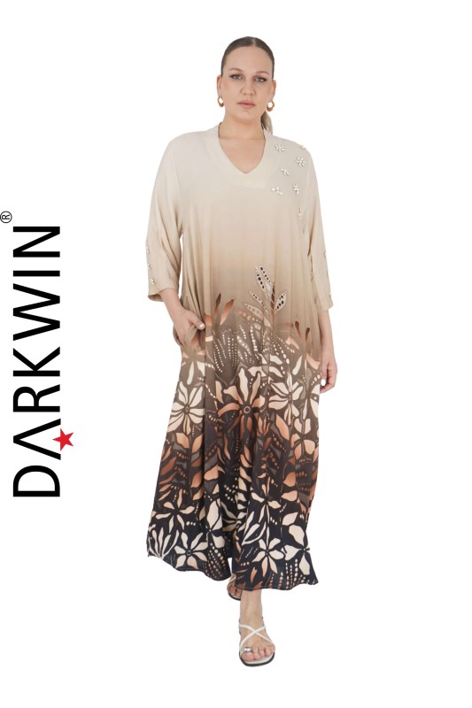 B3699 DARKWIN ELBİSE BEJ - Thumbnail