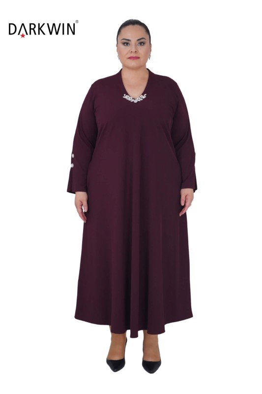 B3720 DARKWIN ELBİSE BORDO - DARKWIN