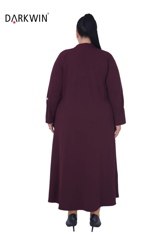 B3720 DARKWIN ELBİSE BORDO - Thumbnail