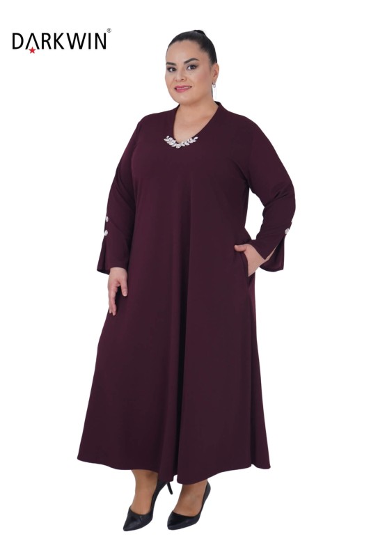 B3720 DARKWIN ELBİSE BORDO - Thumbnail