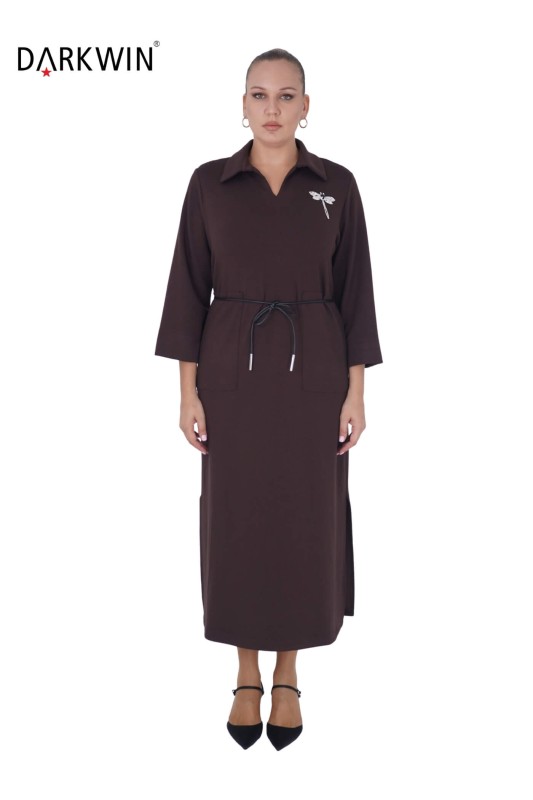 DARKWIN - B3776 DARKWIN ELBİSE KAHVE