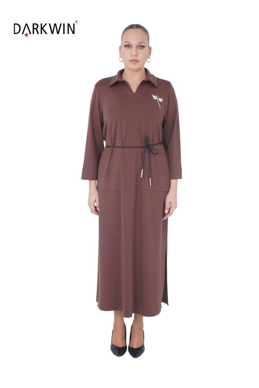 B3776 DARKWIN ELBİSE KAHVE - DARKWIN
