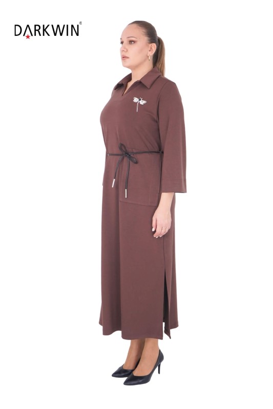 B3776 DARKWIN ELBİSE KAHVE - Thumbnail