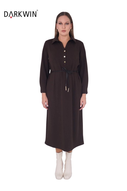 DARKWIN - B3785 DARKWIN ELBİSE KAHVE