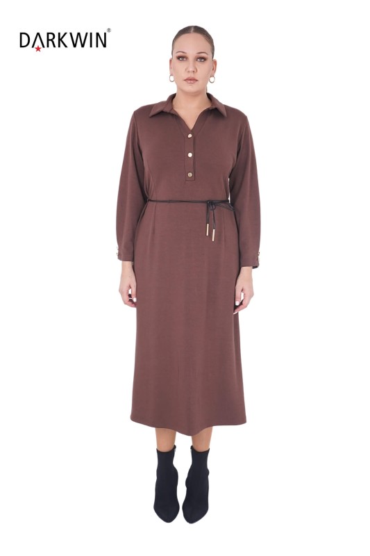 DARKWIN - B3785 DARKWIN ELBİSE KAHVE