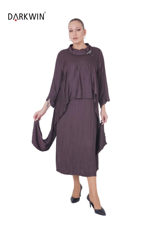 B3864 DARKWIN ELBİSE KAHVE - Thumbnail