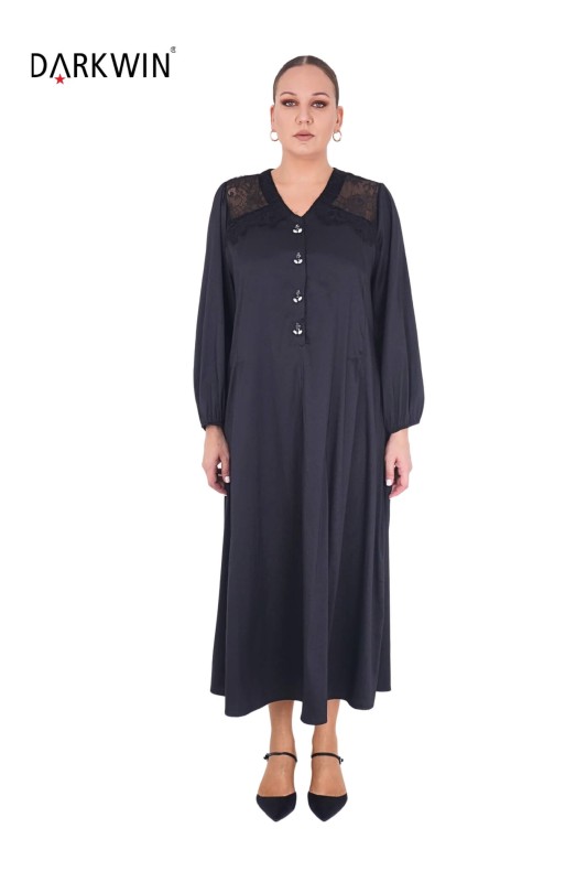 B3871 DARKWIN ELBİSE SIYAH - Thumbnail