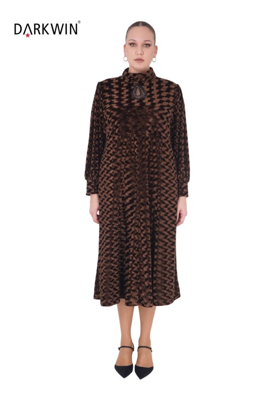 B3876 DARKWIN ELBİSE KAHVE - Thumbnail