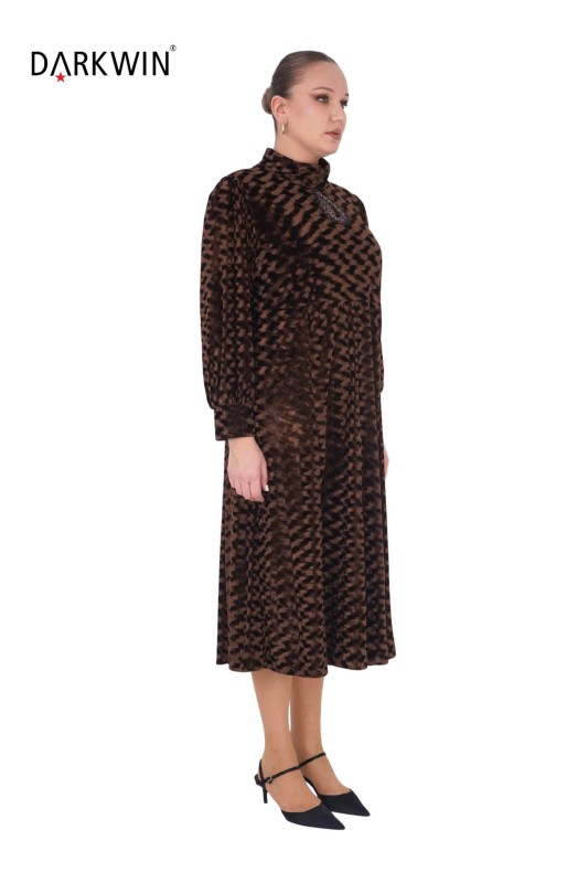 B3876 DARKWIN ELBİSE KAHVE - Thumbnail