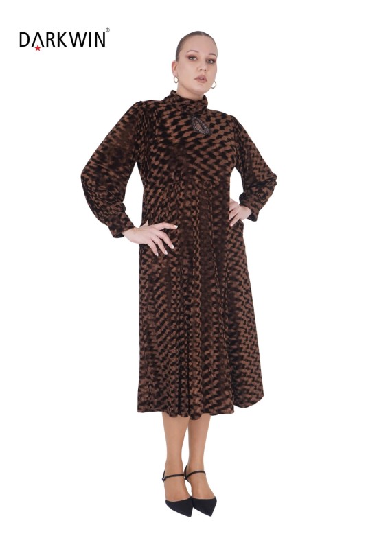 B3876 DARKWIN ELBİSE KAHVE - Thumbnail