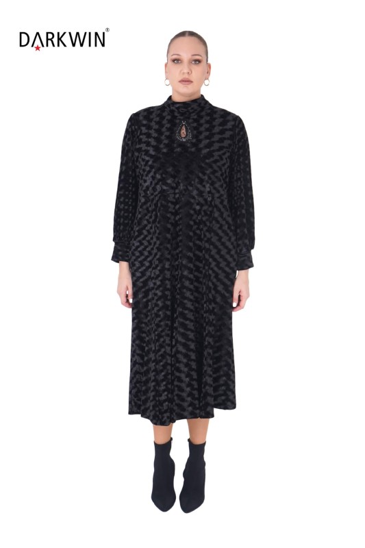 B3876 DARKWIN ELBİSE SIYAH - Thumbnail