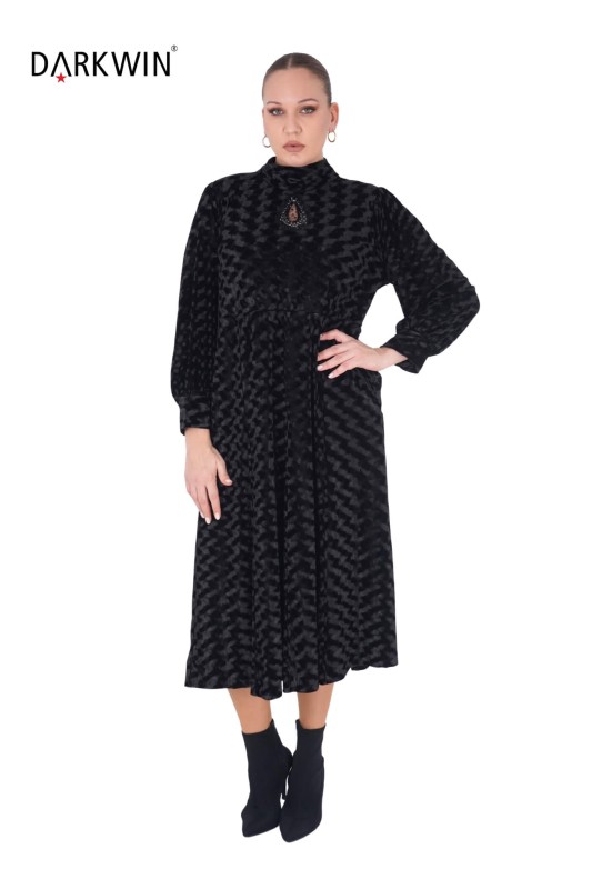 B3876 DARKWIN ELBİSE SIYAH - Thumbnail