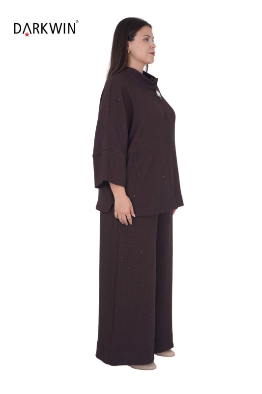 Darkwin - B3883 DARKWIN BLUZ-PANTOLON KAHVE (1)
