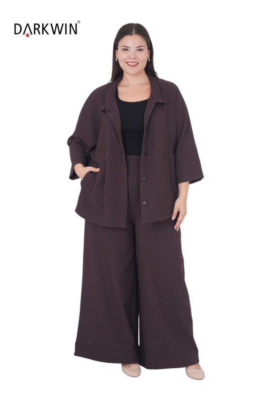 B3883 DARKWIN BLUZ-PANTOLON KAHVE - Thumbnail