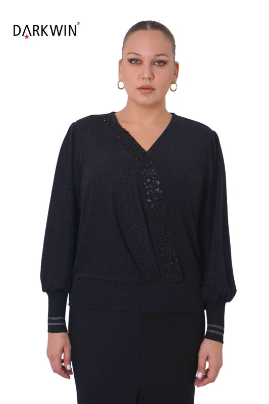 Darkwin - B3885 DARKWIN BLUZ SIYAH