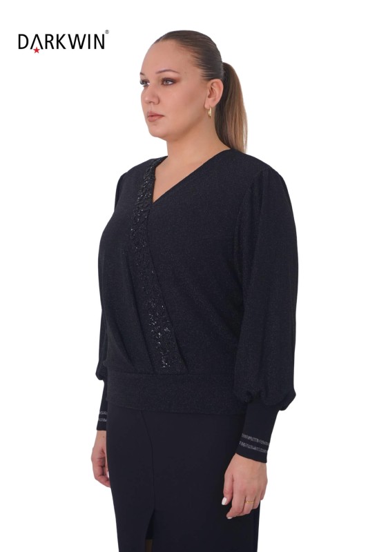 Darkwin - B3885 DARKWIN BLUZ SIYAH (1)