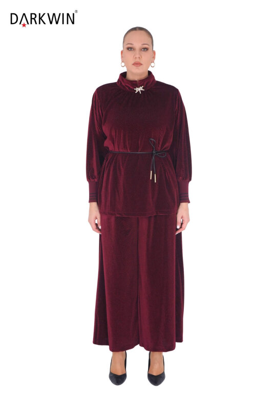 B3886 DARKWIN BLUZ-PANTOLON BORDO - DARKWIN