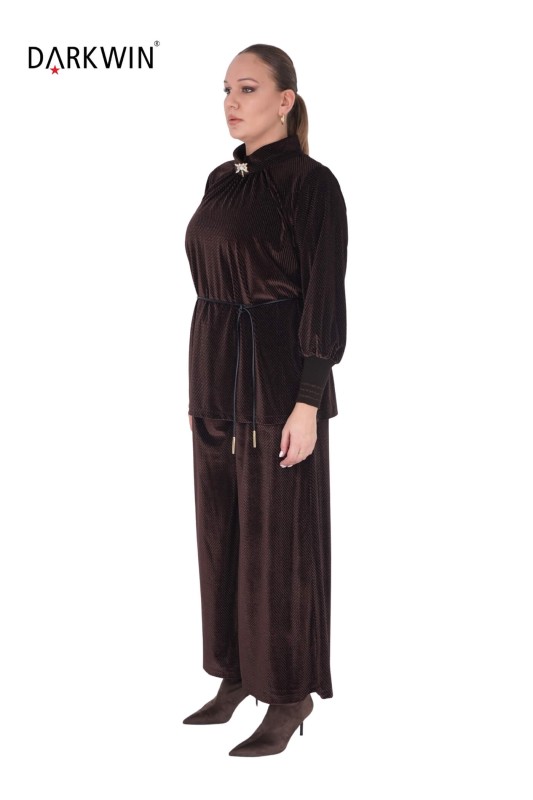 B3886 DARKWIN BLUZ-PANTOLON KAHVE - DARKWIN (1)