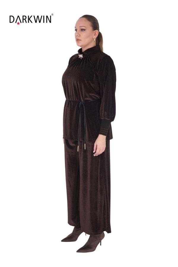 B3886 DARKWIN BLUZ-PANTOLON KAHVE - 2