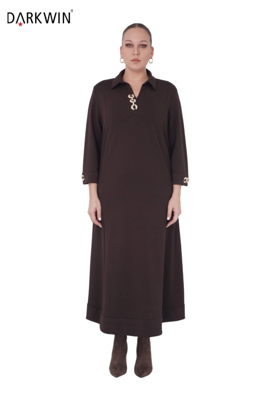B3895 DARKWIN ELBİSE KAHVE - DARKWIN
