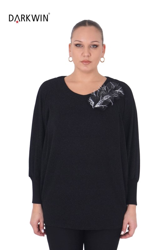 Darkwin - B3896 DARKWIN BLUZ SIYAH