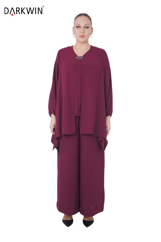 B3902 DARKWIN BLUZ-PANTOLON BORDO - DARKWIN