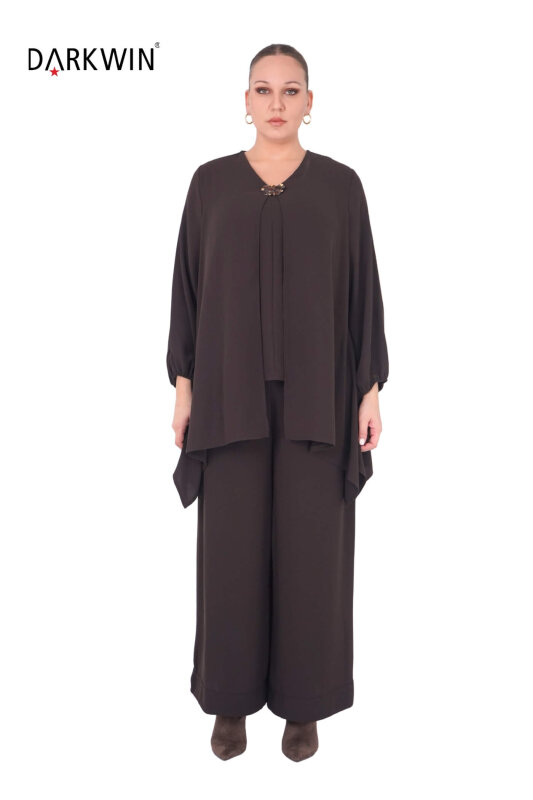 B3902 DARKWIN BLUZ-PANTOLON KAHVE - DARKWIN