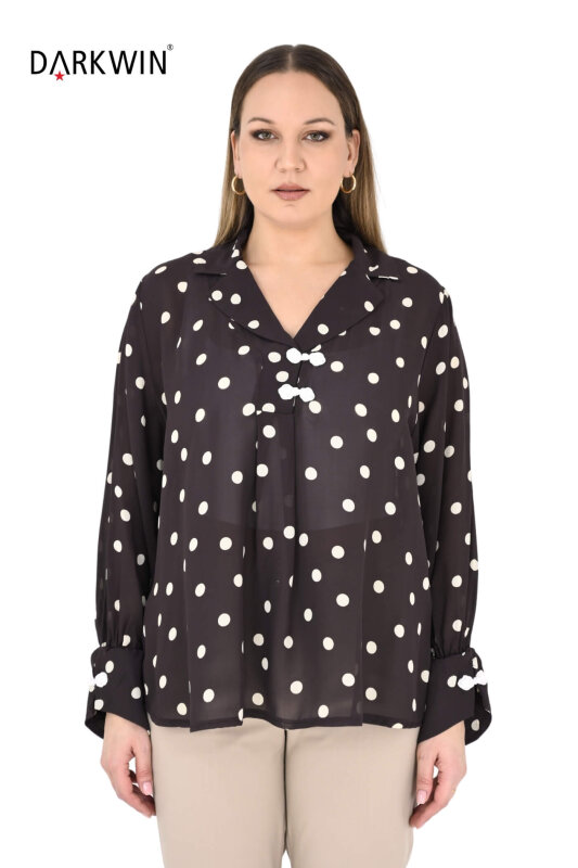 B3927 DARKWIN BLUZ KAHVE-EKRU - 1