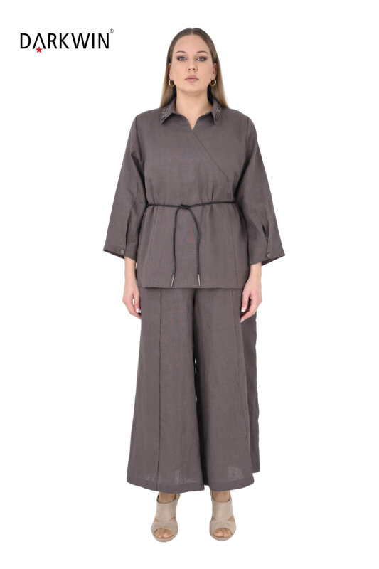 B3963 DARKWIN BLUZ-PANTOLON KAHVE - DARKWIN