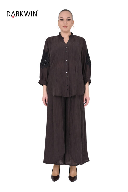 B3969 DARKWIN BLUZ-PANTOLON KAHVE - 1