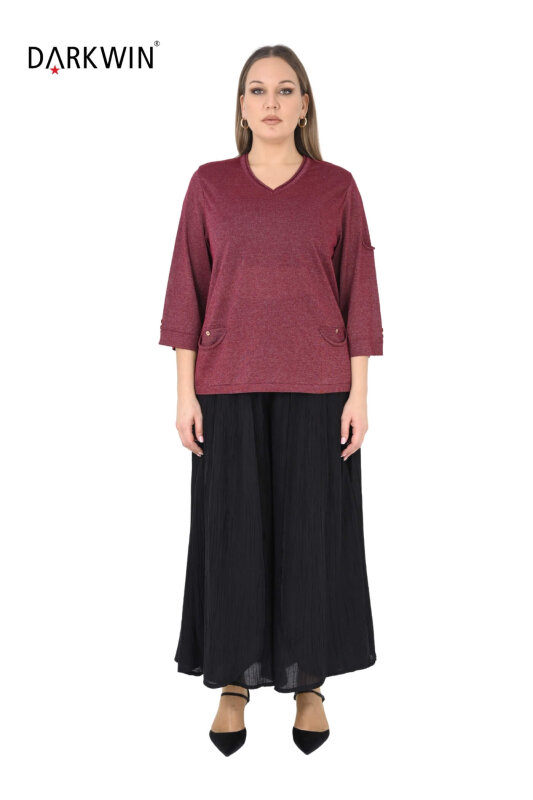 B3981 DARKWIN BLUZ-ETEK BORDO - DARKWIN