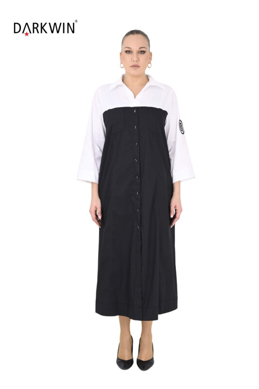 B3993 DARKWIN ELBİSE SIYAH-BEYAZ - DARKWIN