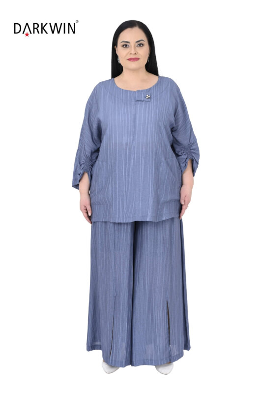 B4019 DARKWIN BLUZ-PANTOLON INDIGO - DARKWIN