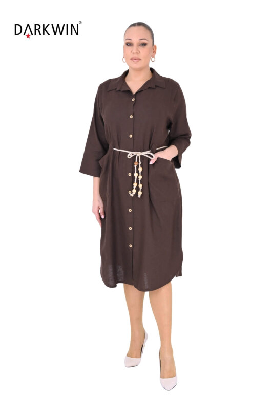 B4028 DARKWIN GÖMLEK-ELBİSE K.KAHVE - 4