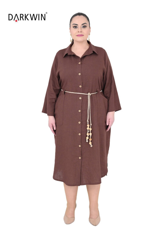 B4028 DARKWIN GÖMLEK-ELBİSE KAHVE - DARKWIN