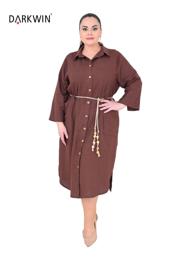 B4028 DARKWIN GÖMLEK-ELBİSE KAHVE - 4