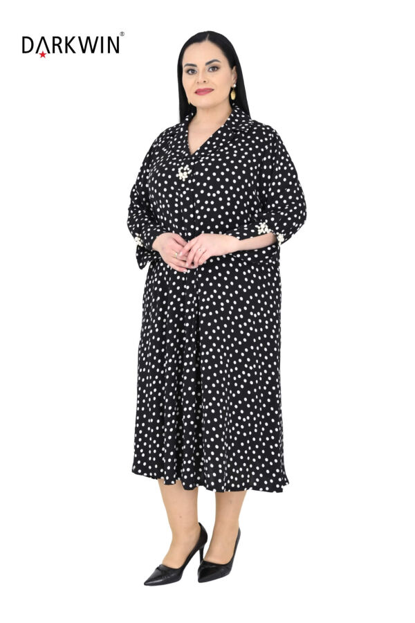 B4044 DARKWIN ELBİSE SIYAH-BEYAZ - 5