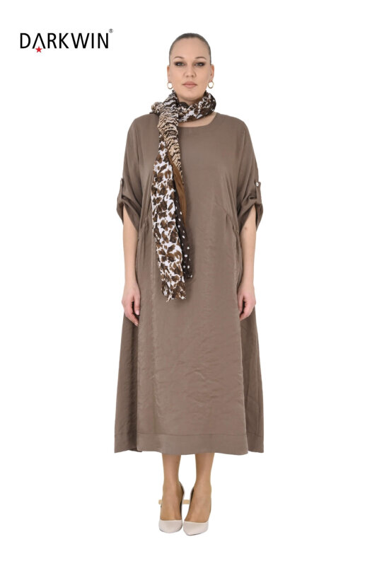 B4047 DARKWIN ELBİSE ACIK KAHVE - DARKWIN