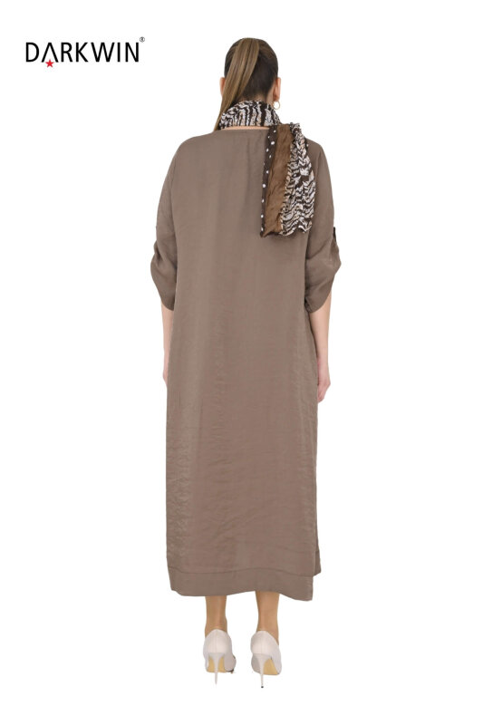 B4047 DARKWIN ELBİSE ACIK KAHVE - 5