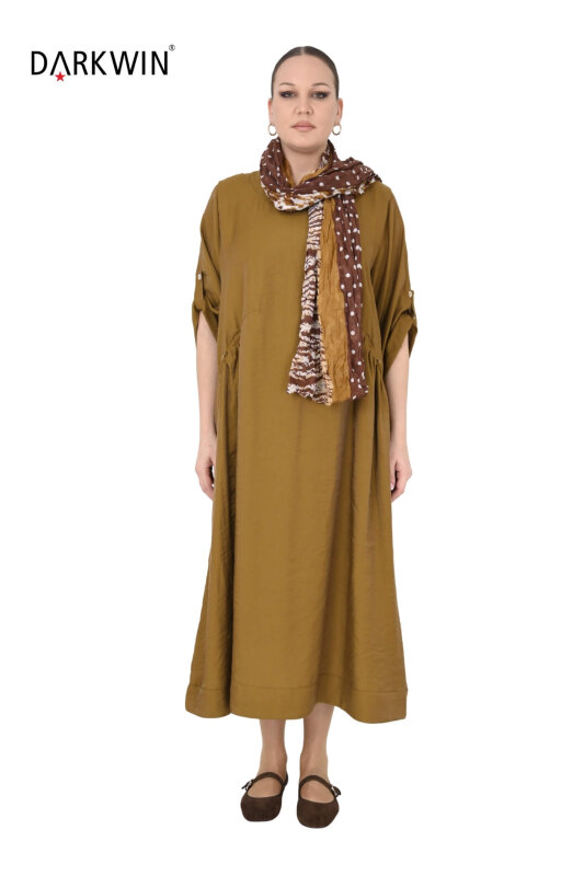 B4047 DARKWIN ELBİSE HARDAL - DARKWIN