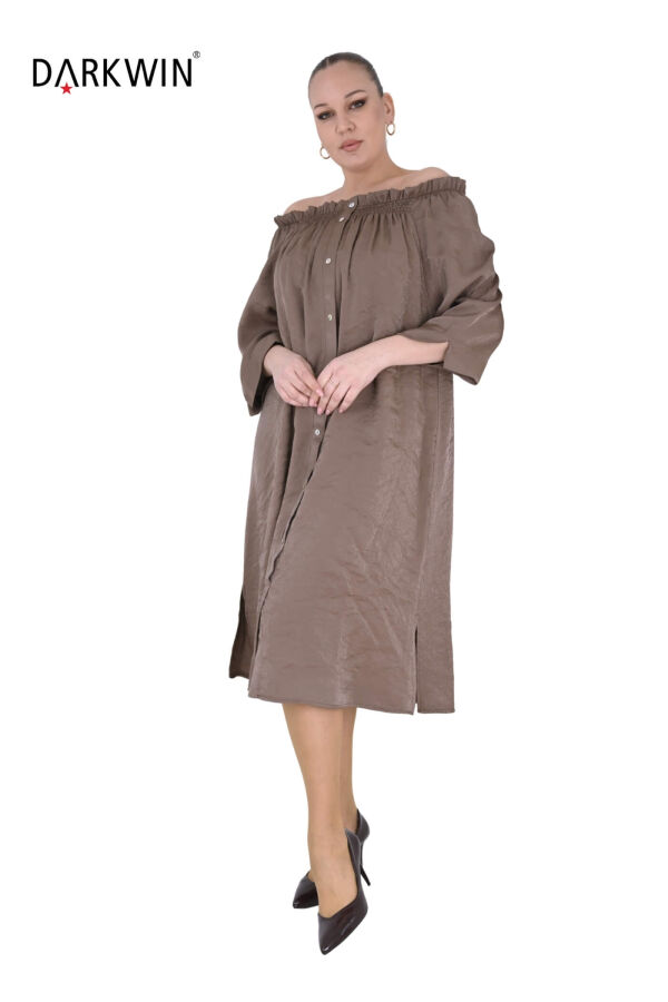 B4048 DARKWIN ELBİSE ACIK KAHVE - 1
