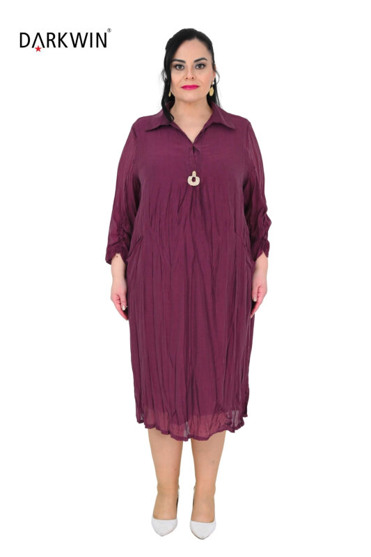 B4056 DARKWIN ELBİSE BORDO - DARKWIN